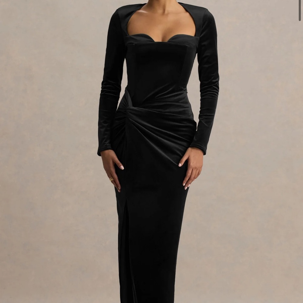 Club L London Fay Black Long Sleeve Dress